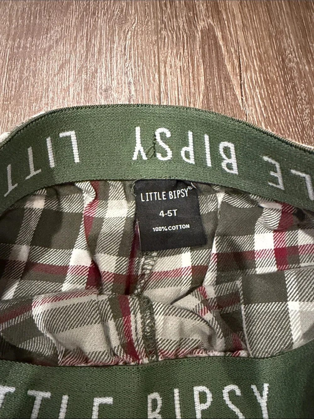 Little Bipsy Olive Green Henley Top with Plaid Pajama Pants Size: 4-5T